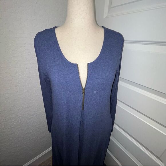 Soft Surroundings 1/4 Zipper Down Long Sleeve Lounge Maxi Festival Vibes Dress - Picture 2 of 12